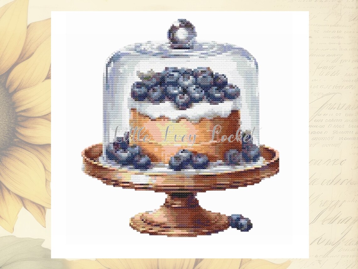Blueberry Cake Cross Stitch Chart: Food Embroidery Pattern (PDF) - Etsy