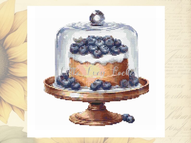 Blueberry Cake Cross Stitch Chart: Food Embroidery Pattern (PDF) - Etsy