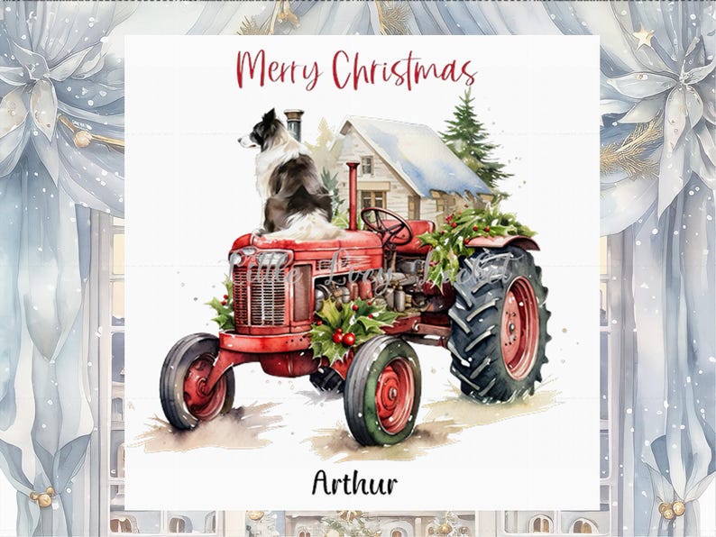 TRACTOR Christmas Cardpersonalised4 Design Choicesfestive Farmxmas
