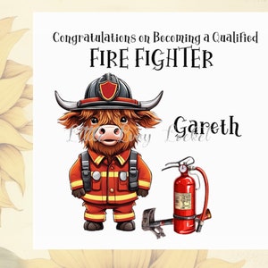 FIRE FIGHTER Congratulations Card-New Job-You Passed-Trained Fireman-Good Luck-Newly QUALIFIED Firefighter-Fire Crew-Emergency Services Card