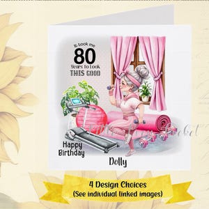 Tarjeta de 80 cumpleaños - PERSONALIZADA - Mujer 80 - 4 diseños a elegir - Tarjeta divertida para recordar la edad - Abuela en forma - Octogenaria - 80 años - Abuela genial - Mamá -