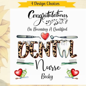 ENFERMERA DENTAL Tarjeta de felicitaciones - Tarjeta de nuevo trabajo - 4 opciones de diseño - Aprobó - Calificación - Buena suerte - Asistente dental CALIFICADO - Enfermera dental
