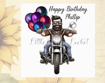 Carte d'anniversaire motard-personnalisée-homme anniversaire-moto-moto-porc-carte pour lui-transport-mari-papa-petit ami-carte d'anniversaire pour homme