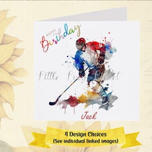 Carte d'anniversaire HOCKEY sur glace - PERSONNALISÉE - 4 choix de conception - Carte d'anniversaire sportive - Carte de joueur de hockey sur glace - Carte d'adolescent - Homme d'anniversaire - Sports d'équipe