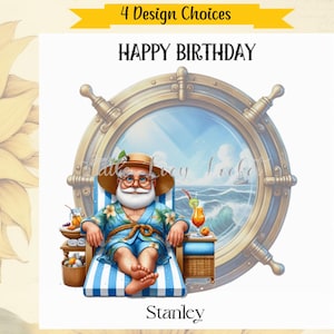 Urlaub/Kreuzfahrt-Geburtstagskarte für älteren Mann-PERSONALISIERT-4 Designauswahl-Reisende Geburtstagskarte-Male Birthday-Dad-Grandad-Husband-Holiday Card