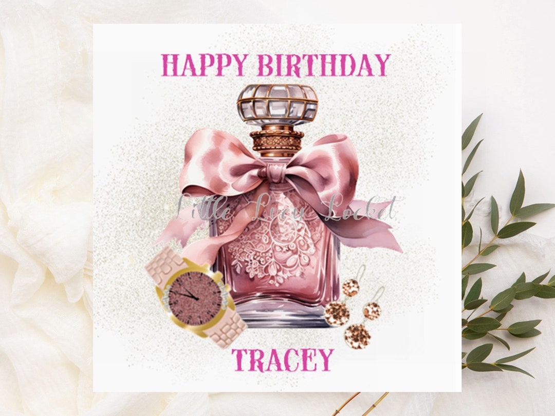 PERFUME Bottle Birthday Cardpersonalisedbeautiful Perfume Bottle With