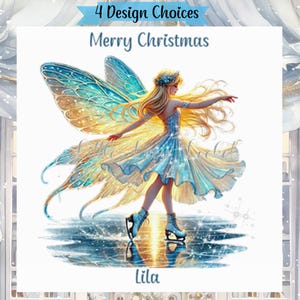 4 opciones de diseño: Tarjeta navideña de hadas, personalizada, tarjeta navideña de hadas de invierno, tarjeta navideña para hija, tarjeta navideña para ella, hadas navideñas, ángel navideño.
