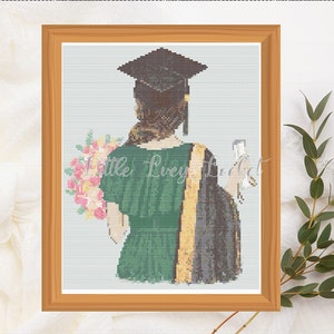 CROSS STITCH Chart-Pdf-AFSTUDEREN Girl-Chart Only-121x150-Graduate X Stitch Chart-Student Cross Stitch-Gefeliciteerd-Studie X Stitch