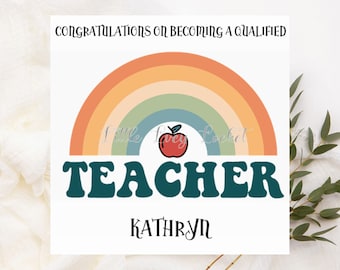 LEHRER Grußkarte-Neuer Job-Sie haben bestanden-Qualifikation-Lehrbefähigung-Prüfungen-Viel Glück-Neu Qualifizierte Lehrer-Lehrqualifikationskarte