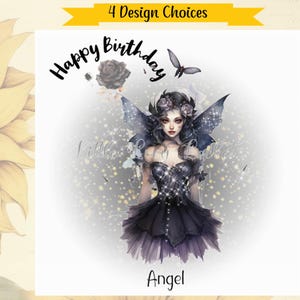 Tarjeta de cumpleaños de HADA OSCURA - PERSONALIZADA - Cumpleaños de mujer - Tarjeta de hada de FANTASÍA para ella - Cumpleaños de hija - Hada negra - Tarjeta de cumpleaños de hada gótica