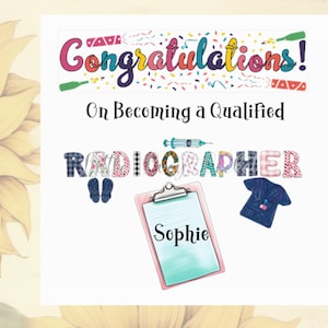 Tarjeta de felicitaciones para RADIÓGRAFO - PERSONALIZADA - Nuevo trabajo - Aprobó la calificación - Técnico en rayos X - RECIENTEMENTE CALIFICADO - Radiología - Imágenes - Exploraciones