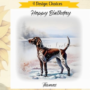 4 Design Auswahl-POINTER Geburtstagskarte-PERSONALISIERT-Deutsch Kurzhaariger Pointer-See Landschaft-Gundog Geburtstagskarte-männlicher Geburtstag-Hundeliebhaber