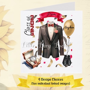 Tarjeta de graduación personalizada, 4 diseños a elegir, para hombre, para rey, para hijo, para nieto, para recién graduado, para joven, con esmoquin.