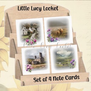 Scottish Highlands Note Card Set: Watercolor Thistle Design, Recycled Cardstock
