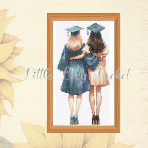 GRADUATION X STITCH-tabel-alleen grafiek-84 x 165-meisjes mortelborden/-badjassen-afgestudeerd-viering-aandenken kruissteek-kwalificatie-gefeliciteerd