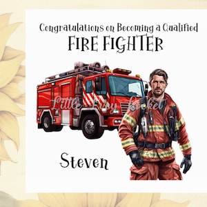 Tarjeta de felicitaciones para BOMBEROS - Nuevo trabajo - Aprobó - Bombero capacitado - Buena suerte - Bombero recién CALIFICADO - Equipo de bomberos - Tarjeta de servicios de emergencia