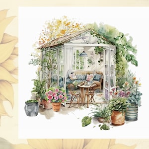 Carte sur le thème du jardin à effet de serre vierge pour toute occasion-nouvelle maison-retraite-remerciement carte-notelet-carte d'anniversaire-carte jardinier