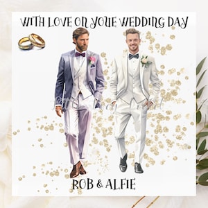 Tarjeta de boda de Sr. y Sr. PERSONALIZADA - Novios - Tarjeta del día de la boda gay - Tarjeta de boda con nombres - Tarjeta de Sr. y Sr. - Pareja de NOVIOS - Felicitaciones