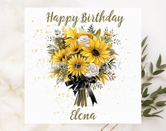 Carte De Vœux Tournesol - Carte De Fleurs Pour Elle - Carte D