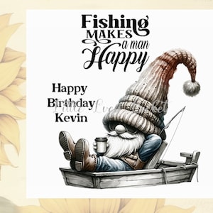 Carte d'anniversaire de pêche-personnalisé-gnome pêcheur-humour plaisanterie-pêche plaisanterie-blague de pêche carte d'anniversaire-Design unique-pêche amusante carte