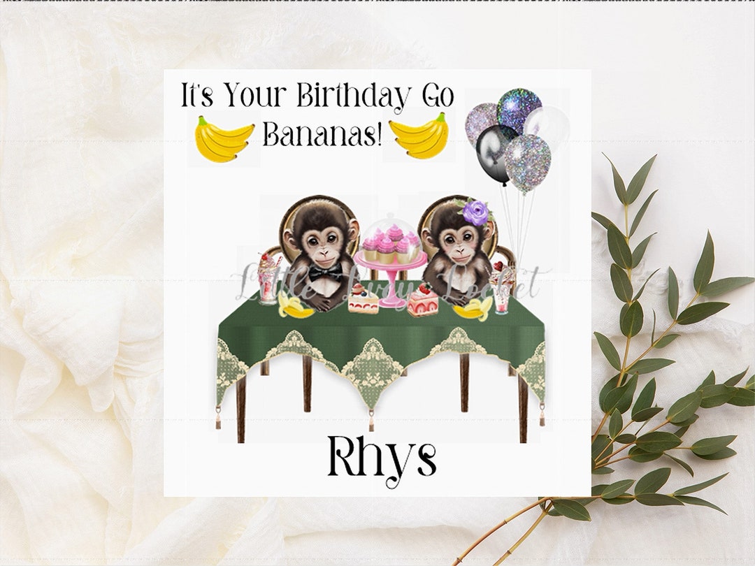 Chimp Birthday Cardpersonalisedmonkey Birthday Cardchimp Etsy