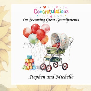 Tarjeta de celebración de los BISABUELOS - Felicitaciones - Bisnieto - Celebraciones de nacimiento - Recién llegado - Evento bendecido - Próxima generación - Nuevo bebé