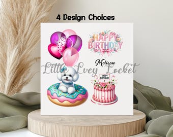 Personalized Bichon Frise Birthday Card: Watercolor Dog, Pet Lover Gift
