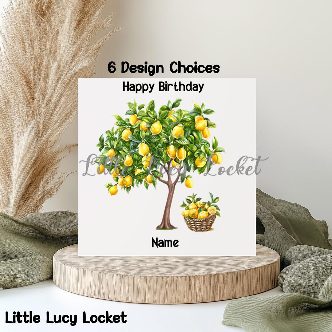 Lemons Birthday Card: 6 Design Choices, Personalised, Tree, Branch