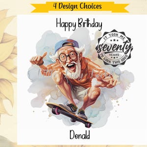 4 choix de modèles-carte d'anniversaire 70e-personnalisée-homme 70e-carte d'âge drôle-jeu de mots-esprit-septugène-années 70-drôle grand-père-grand-père-papa