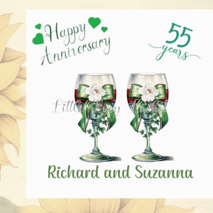 結婚55周年-エメラルド結婚記念日カード-パーソナライズ-エメラルドウェディングカード-パーソナライズされた記念日カード-彼と彼女のカード
