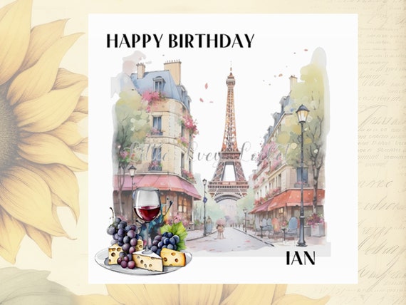 Tarjetas De Aniversario Para Hombres Y Mujeres – Bon Anniversaire Torre Eiffel – Regalos Inspirados En Francia Para Esposa, Marido, Novia, Novio