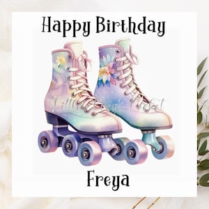 PERSONALISIERT-Fee Rollschuhe Geburtstagskarte für Sie-FAIRY Rollschuhe Geburtstagskarte-Teen Girl Geburtstagskarte-Teen Girl-Female Geburtstag