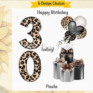 Geburtstagskarte mit Leopardenmuster - 8 Designauswahlmöglichkeiten - PERSONALISIERT - Tierdruckzahlen / -geschenke - 18.-20.-21.-30.-40.-50.-60.-65