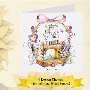 SEWING Wreath Birthday Card-PERSONALISED-4 Design Choices-Needlework Theme-Hobby Birthday Card-Unique Design-Card for Sewer-Sew-Dressmaker