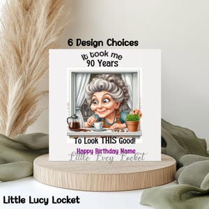 Tarjeta de 90 cumpleaños: 6 diseños personalizados, originales, originales y divertidos. Humor para personas mayores.