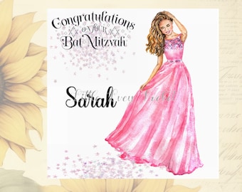 Personalisierte Bat Mitzwa Karte: Jüdische Feier, Mazel Tov