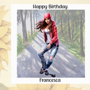 SKATER Girl Birthday Card-Female Birthday-Skateboard Girl-Muted Background-Teen Girl-Tochter-Bester Freund-Skater-Hip Girl Skateboard