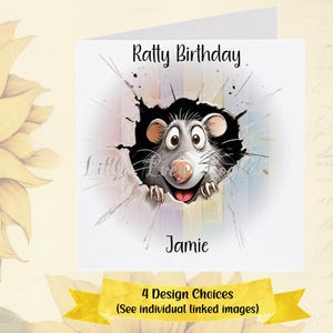 PEEKING Animal Birthday Card-PERSONALISED-6 Design Choices-Rat-Rabbit-Raccoon-Monkey-Giraffe-Lion Cub-Peek-a-Boo Animal Card-Chimp-Rodent