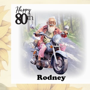 Personalisierte 80er Geburtstagskarte-EIGHTY-Eightieth Geburtstagskarte-80er-Biker-Karte für 80er Jahre