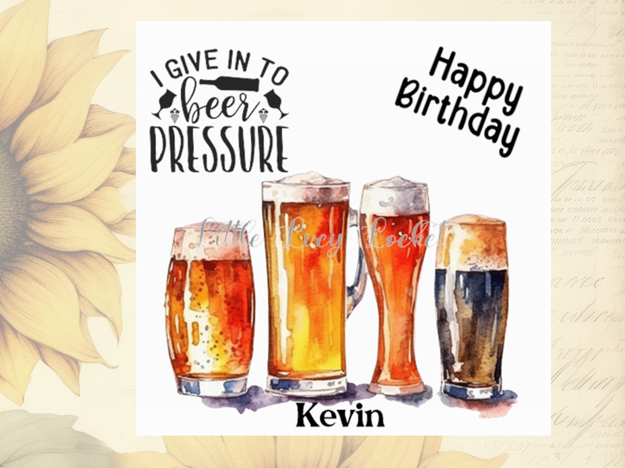 KE Biglietto Auguri Compleanno Sfacciato Con Bicchiere Di Birra - Formato B6 Con Busta - 'Happy Biersday' - 6