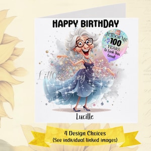 Tarjeta de cumpleaños número 100 personalizada, 4 diseños a elegir, divertida tarjeta de cumpleaños de Centurión, humor para celebrar los 100 años de tu abuela.
