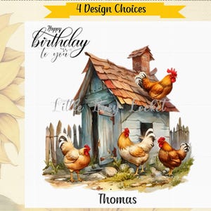 Personalized Chicken Birthday Card: Farmyard Henhouse Design
