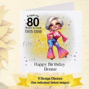 Tarjeta de 80 cumpleaños personalizada para mujer, 4 diseños nuevos, divertida tarjeta de edad, ingeniosa, octogenaria, 80 años, genial, abuela, abuela, mamá.