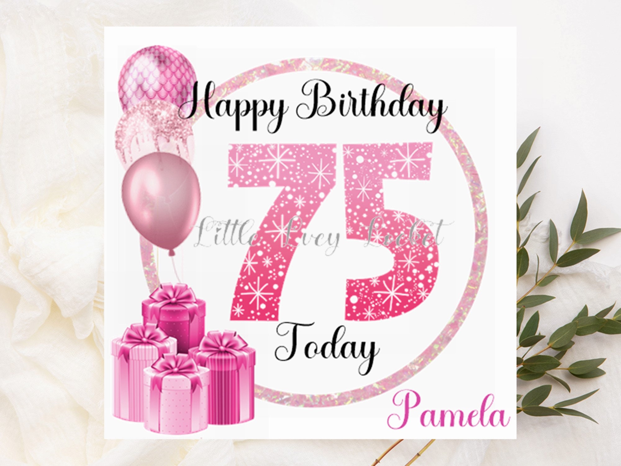 Biglietto Auguri 75° Compleanno Donna – Con Dettagli In Lamina D'Oro, Elegante E Sostenibile, 15x15cm Con Busta