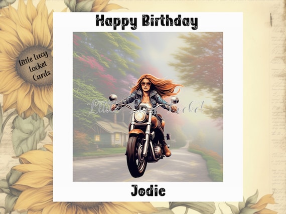 Tarjeta de cumpleaños de motociclista Motociclista MUJER