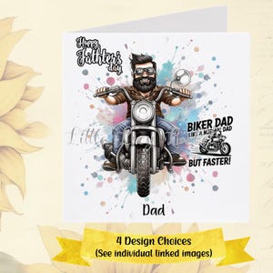 Motorrad Themen Vatertagskarte-PERSONALISIERT-4 Design Auswahl-Karte für Papa-Golfer Biker Vatertagskarte-Papa-Papa-Motorrad-Biker Papa