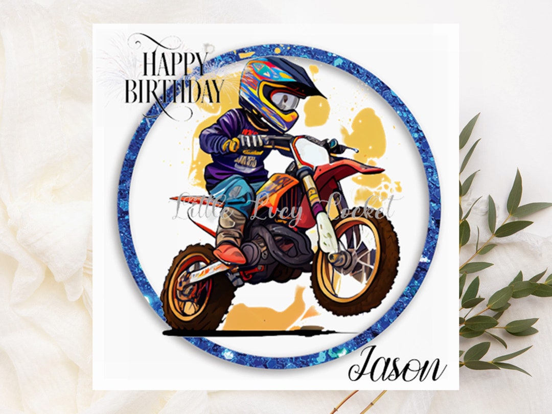 Motocross Birthday Card-watercolour MOTOCROSS Biker PERSONALISED Card ...