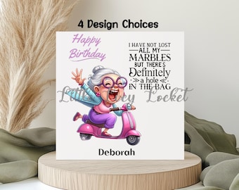 FUNNY Old Lady-PERSONALISED-Birthday Card-4 Design Choices-Card for Her-Witty Card-Humour-Wisecrack-Pun Card for Woman-Female Birthday-Joke