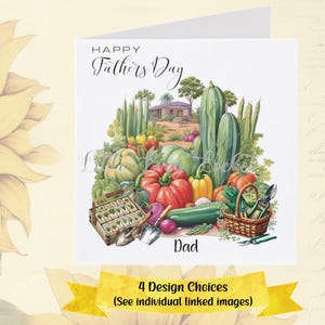 Tarjeta del Día del Padre con temática de JARDÍN - PERSONALIZADA - 4 opciones de diseño - Tarjeta para papá - Tarjeta del Día del Padre con huerto - Papá - Papá - Papá - Papá jardinero