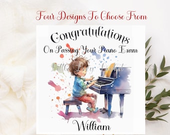 PIANO Exam Congratulations-CONGRATULATIONS-4 Design Choices-You Have Passed-Music Test-Well Done-Pianist Card-Piano Grade Pass Card-Music